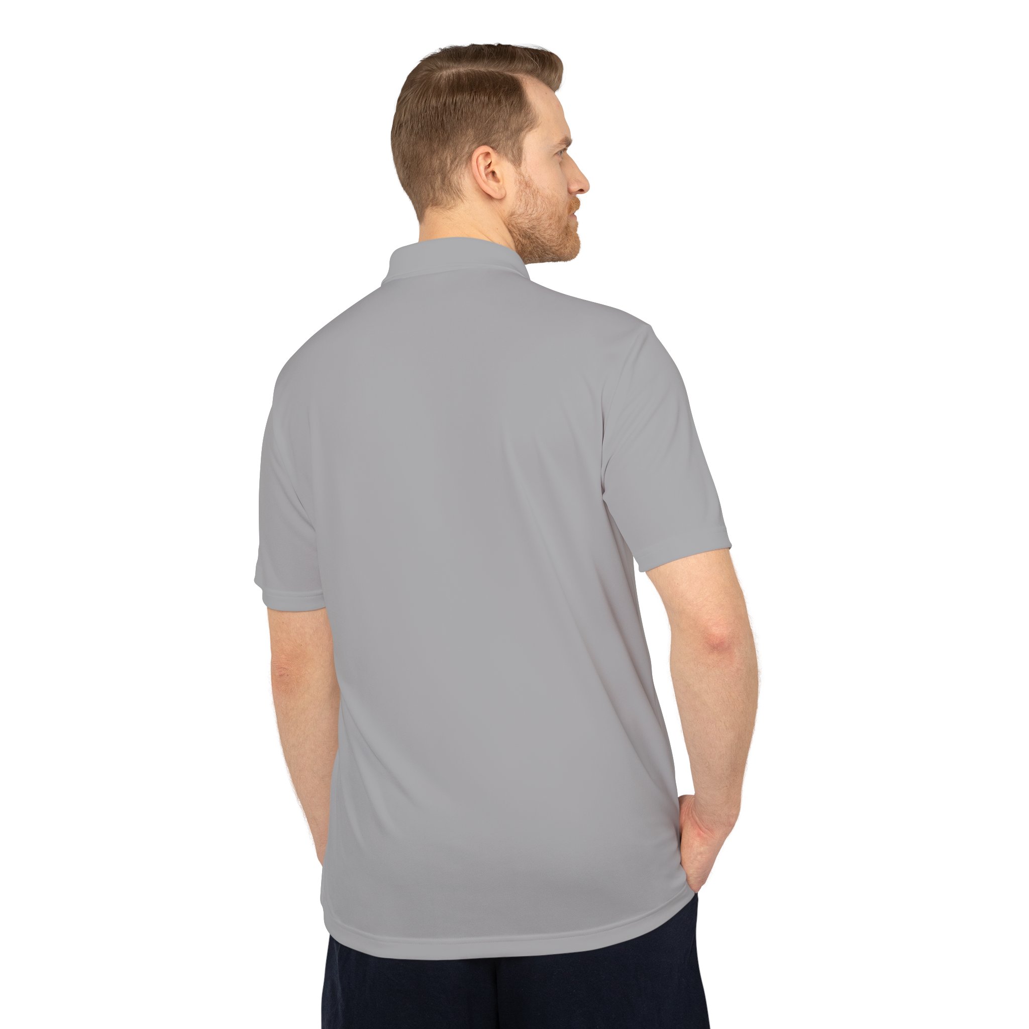 rimnish paris grey performance polo with small embroidered crest